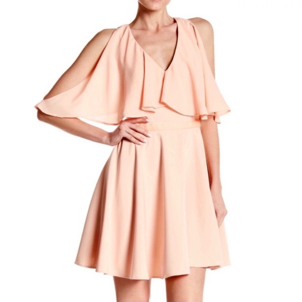 JAY X JAYGODFREY PINK COLD-SHOULDER MINI DRESS